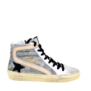𝅺NEW Golden Goose Slide Classic High-Top Green Camouflage/Ice Sneakers Size 36